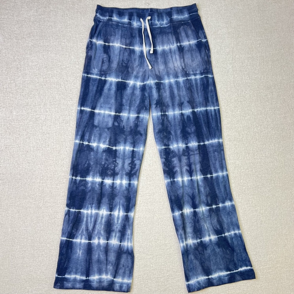 Sundry Anthropologie Blue Tie Dye Festival Wide Barrel Leg Lounge Pants Size L